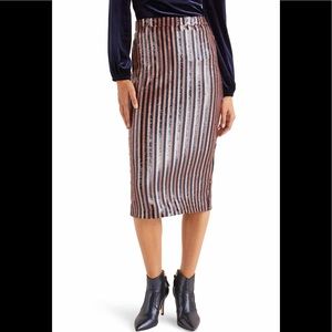 Boden Aubrey Sequin Stripe Pencil Skirt 12